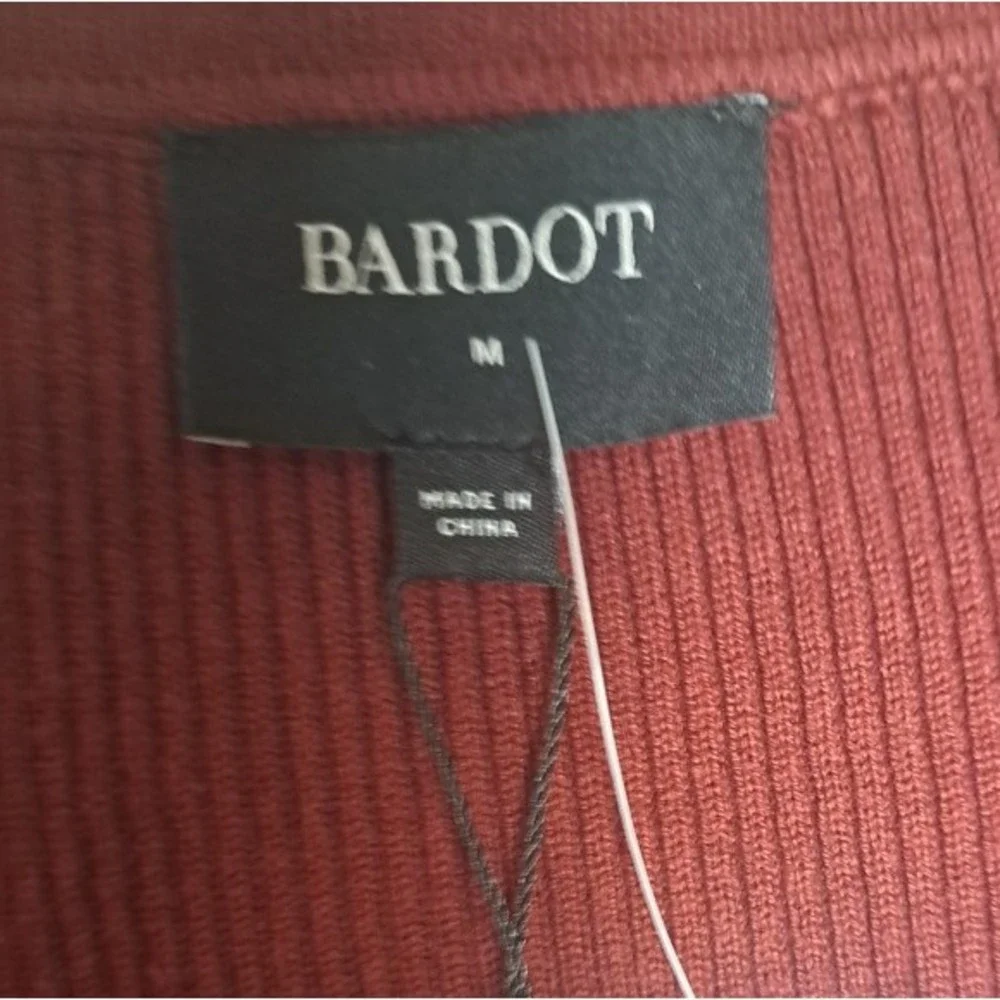 Bardot collar bodysuit burgundy sweater sz M nwt - Picture 4 of 7